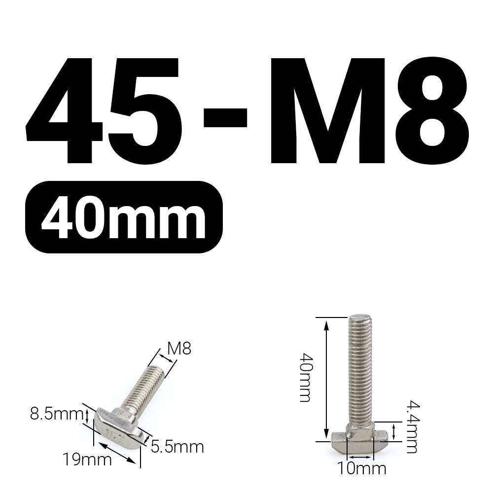 Śruba młoteczkowa M8x40 mm do profili 45x45 [10]