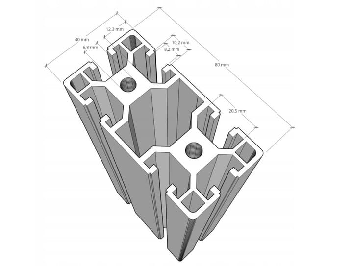 Profil T-SLOT 40x80 mm ciężka rama maszyny belka nośna
