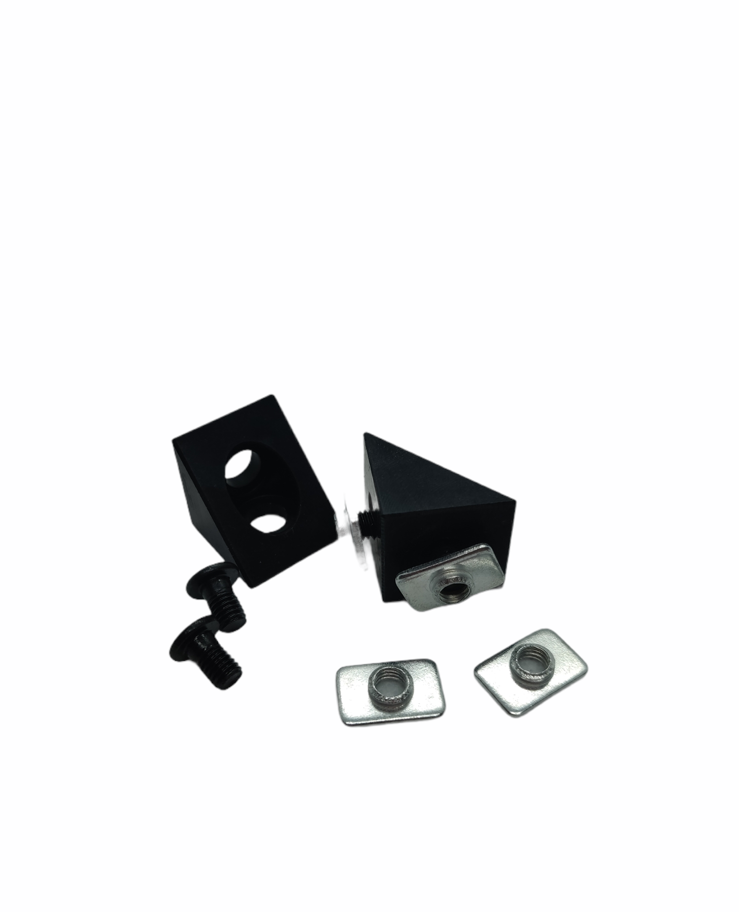 Łącznik 90° V-Slot czarny zestaw — T-Nut M5 + śruby M5x10 w zestawie