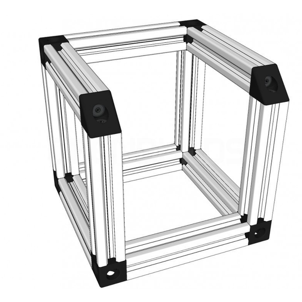 Inside corner bracket V-Slot 90° zestaw 4 sztuki — aluminium czarne rowek 6 mm