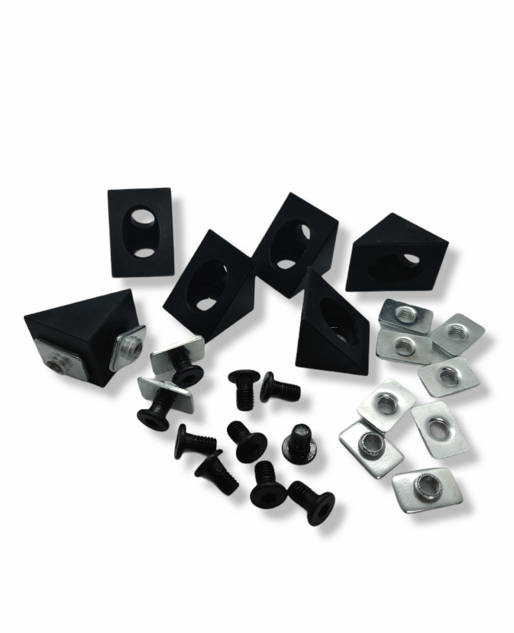 Inside corner bracket V-Slot 90° zestaw 6 sztuk — aluminium czarne rowek 6 mm