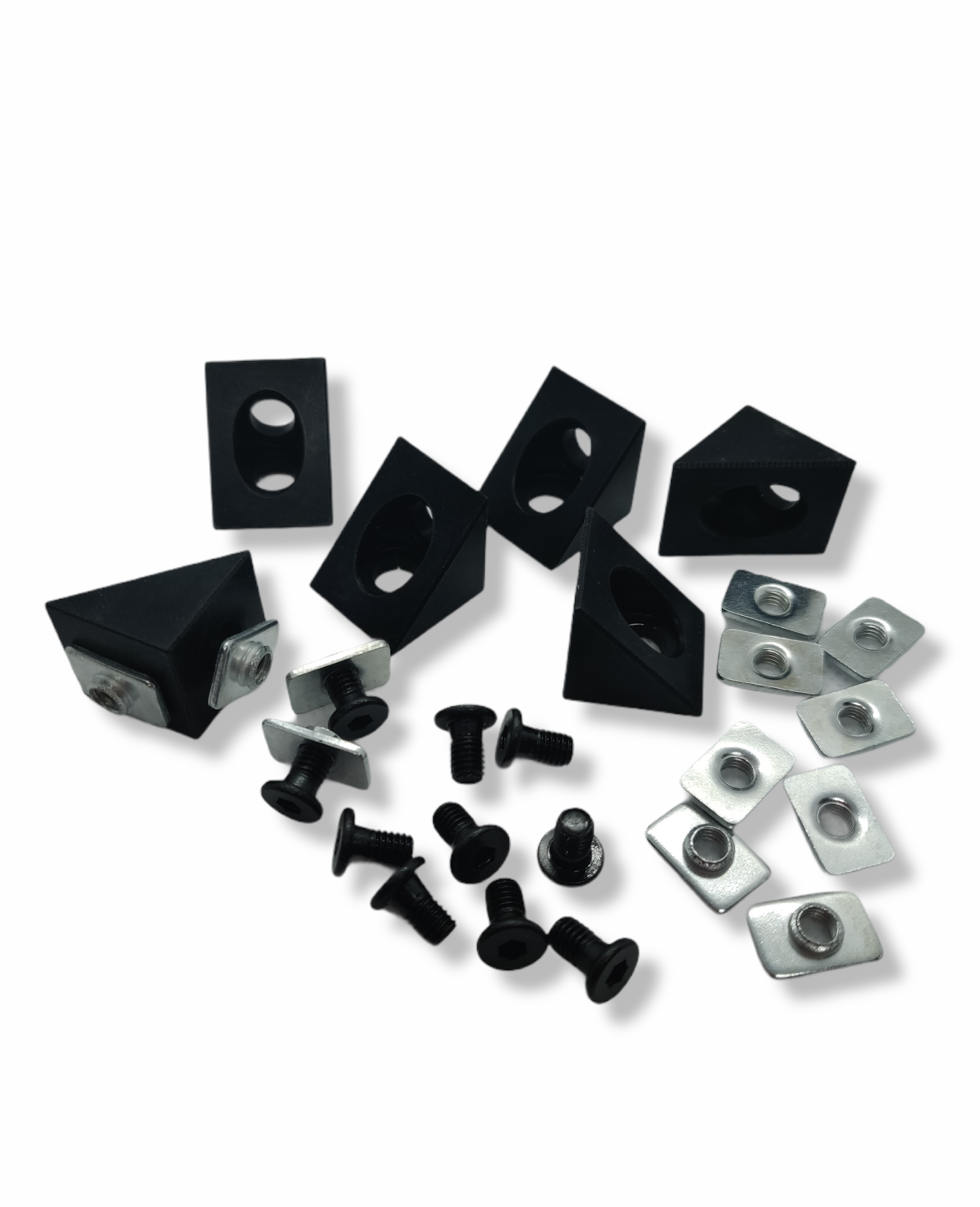Inside corner bracket V-Slot 90° zestaw 6 sztuk — aluminium czarne rowek 6 mm