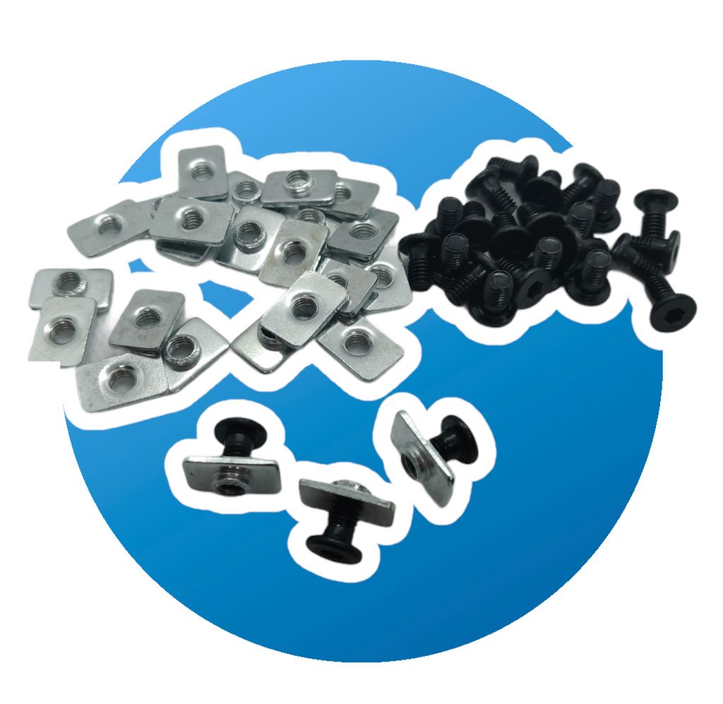 Zestaw: 25x T-NUT M5 + 25x Śruba imbusowa M5x8mm | nakrętka rowkowa profil aluminiowy