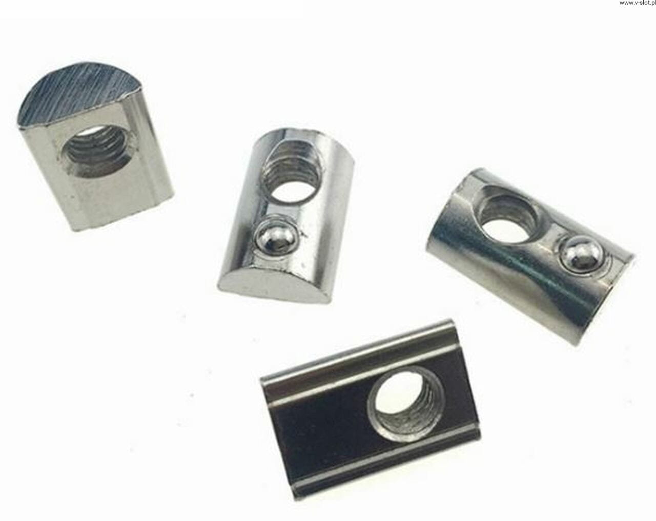 T-Nut M6 z kulką sprężynującą spring ball T-Slot 40x40 rowek 8mm — BSV-SLOT