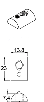 Wpust Rowkowy z kulką M6 [8] do profili 40x40