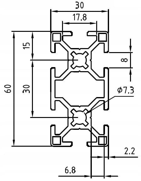 Profil T-SLOT 30x60 mm rama maszyny belka nośna pergola