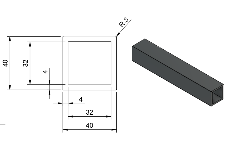 Słupek aluminiowy kwadratowy 40x40 do ogrodzenia i pergoli