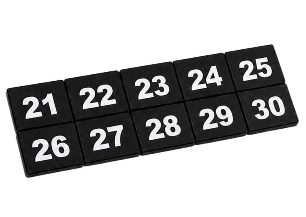 Tabliczki numeryczne na szafki 40x30 mm — numery 21-30, do szatni