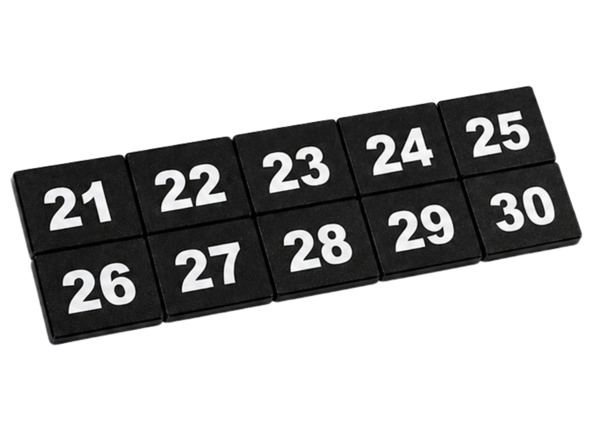 Tabliczki numeryczne na szafki 40x30 mm — numery 21-30, do szatni