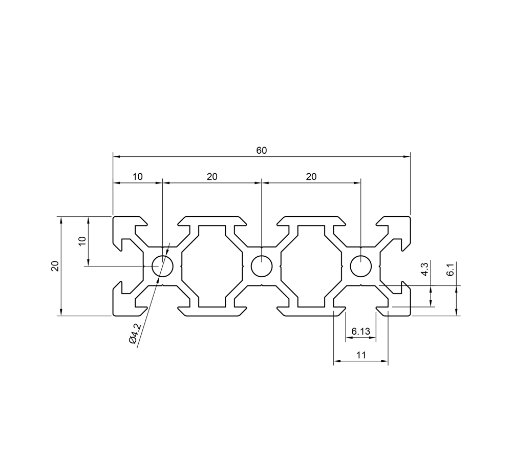 V-Slot 20x60 black 8 V-grooves OpenBuilds large CNC