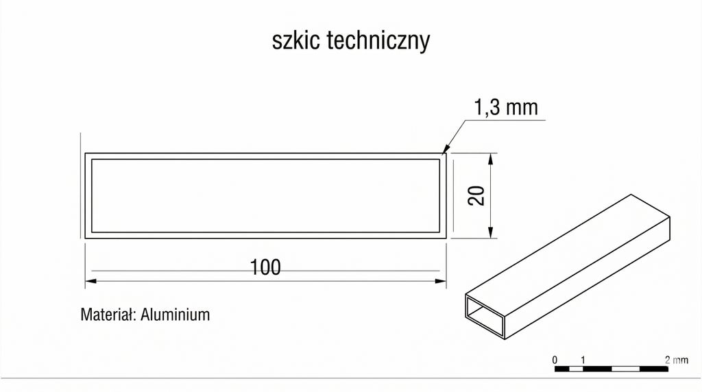Szeroka listwa fasadowa aluminium 100x20 mm ekran balkonowy