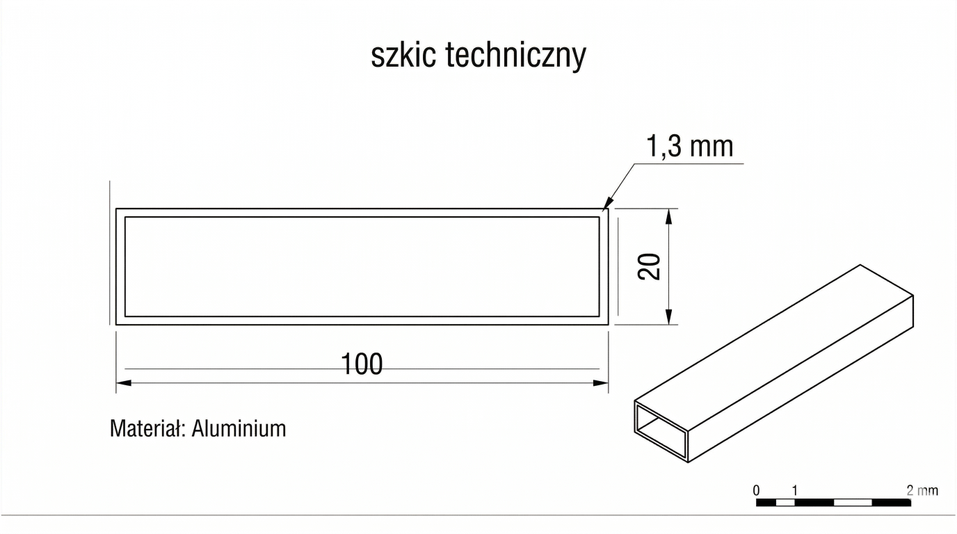 Szeroka listwa fasadowa aluminium 100x20 mm ekran balkonowy