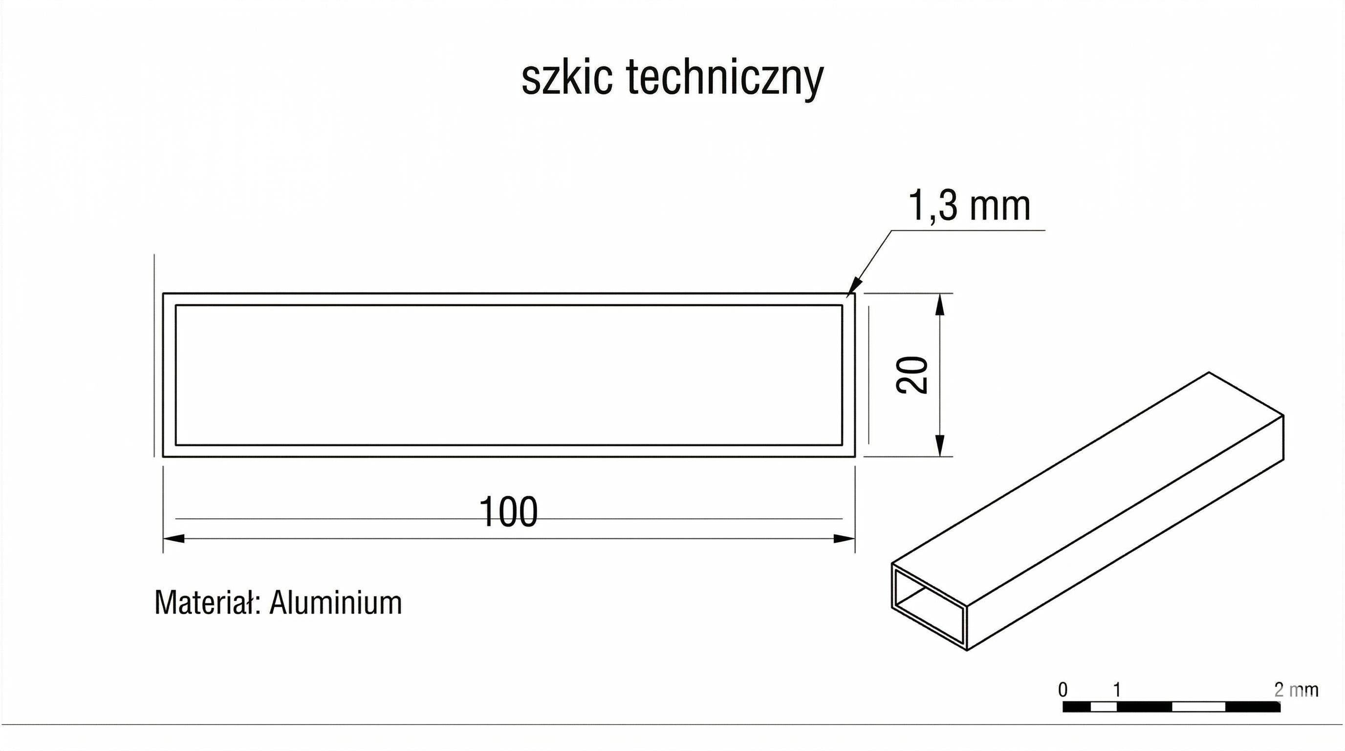 Profil aluminiowy 100x20 mm dekoracyjna przegroda balkon