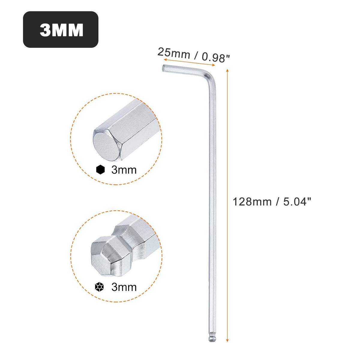 Klucz imbusowy z kulką 3 mm