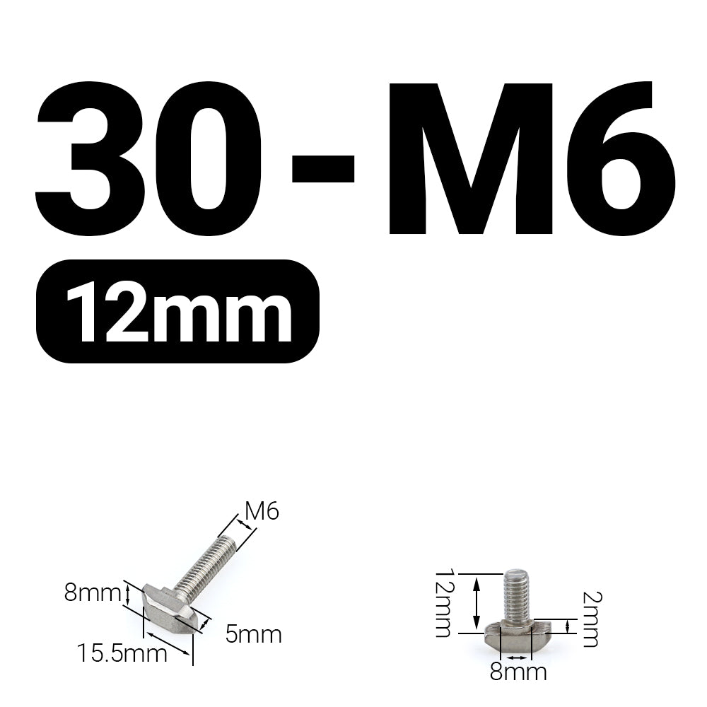 Śruba młoteczkowa M6x12 mm do profili 30x30 [8]