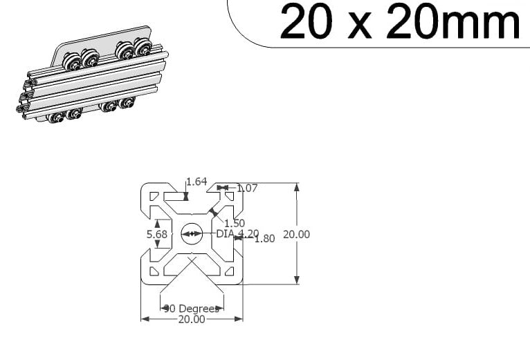 Profil V-SLOT 20x20 mm rowek V 6mm do drukarki 3D i CNC