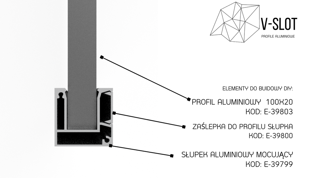 Słupek ogrodzeniowy aluminiowy 40×40 mm — cięty na wymiar