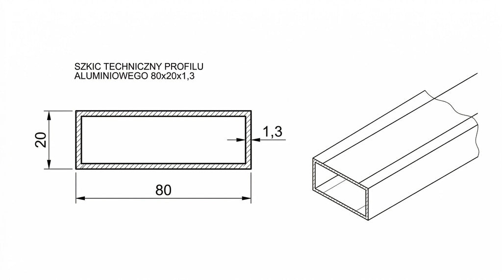 Listwa fasadowa żaluzja aluminium 80x20 mm ekran przegrodowy