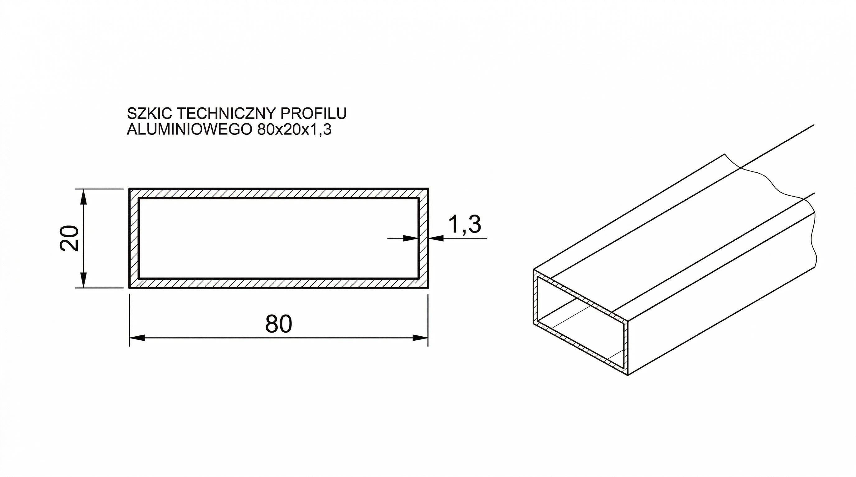 Listwa fasadowa żaluzja aluminium 80x20 mm ekran przegrodowy