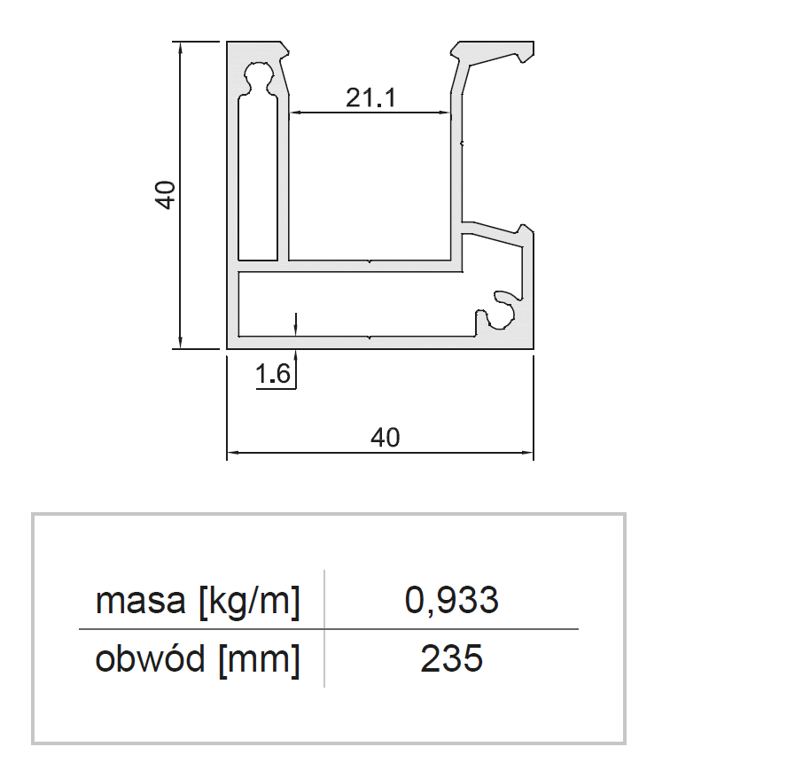 Słupek ogrodzeniowy aluminiowy 40×40 mm — cięty na wymiar