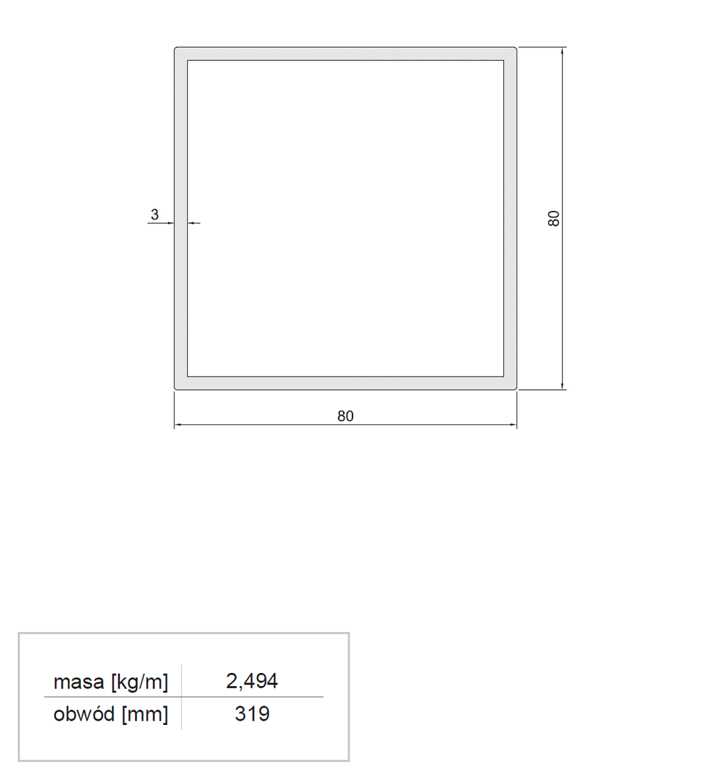 Aluminium square tube 80x80 mm gate pergola winter garden BSV