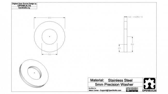 Podkładka precyzyjna spacer 10x5x1mm V-Wheel V-Slot stal ocynkowana — zdjęcie 2
