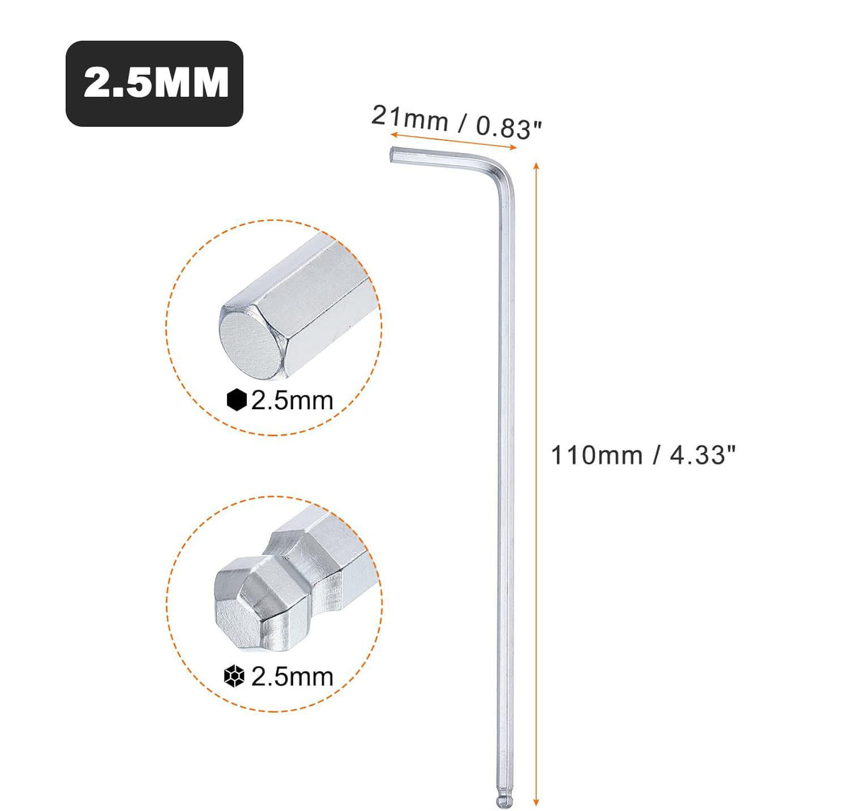 Klucz imbusowy z kulką 2,5 mm