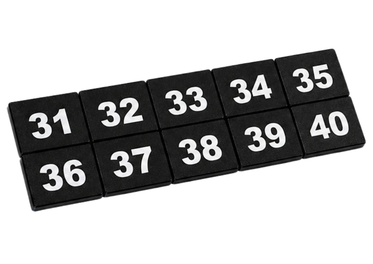 Tabliczki numeryczne na szafki 40x30 mm — numery 31-40, do szatni