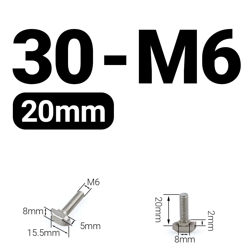 Śruba młoteczkowa M6x20 mm do profili 30x30 [8]