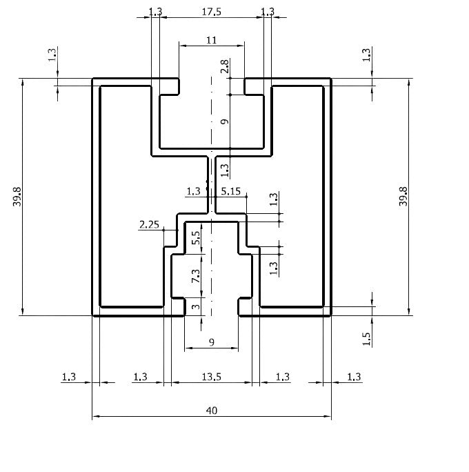Profil aluminiowy PV40 do fotowoltaiki - widok ogólny, stop EN AW-6060 T6