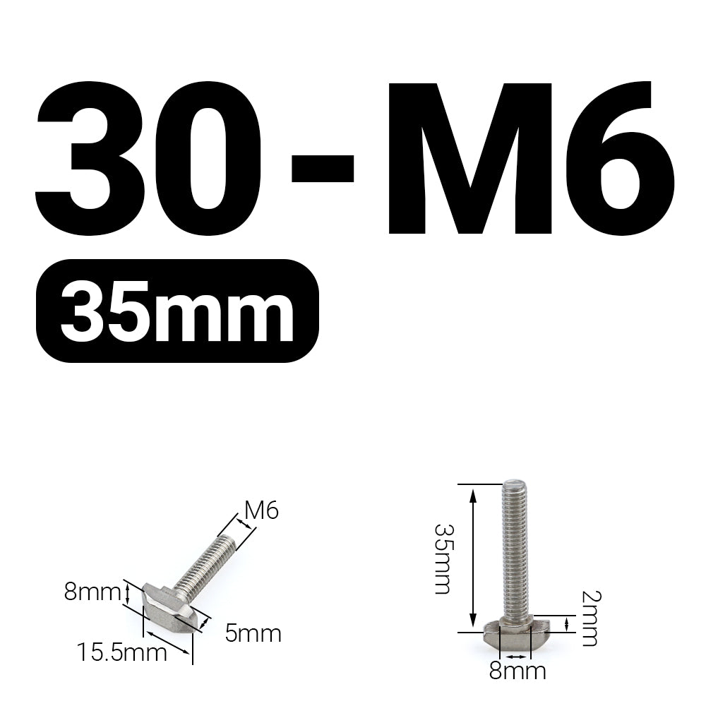 Śruba młoteczkowa M6x35 mm do profili 30x30 [8]