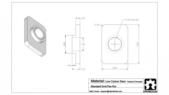 Nakrętka rowkowa T-Nut M5 płaska V-Slot C-BEAM — stal ocynkowana 25 sztuk