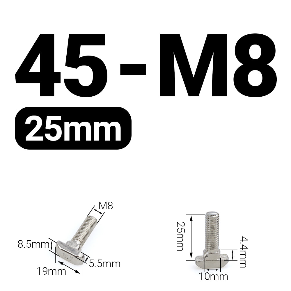 Śruba młoteczkowa M8x25 mm do profili 45x45 [10]