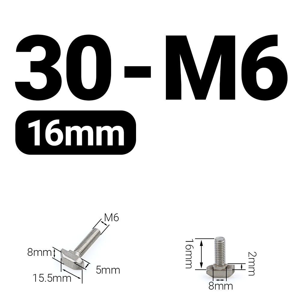 Śruba młoteczkowa M6x16 mm do profili 30x30 [8]