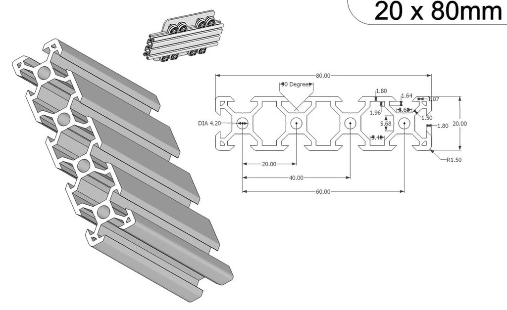 Profil V-SLOT 20x80 czarny oś liniowa pick-and-place